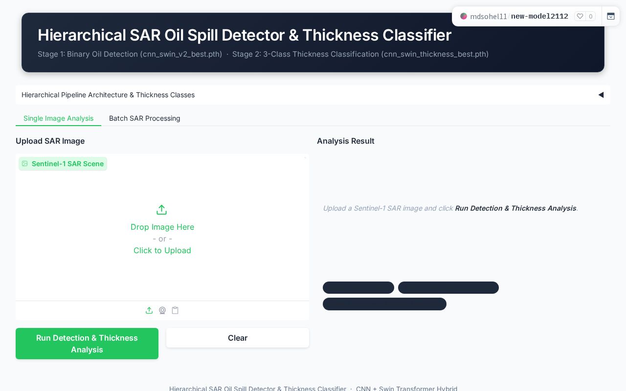 Preview of SAR Oil Spill Detector & Thickness Classifier