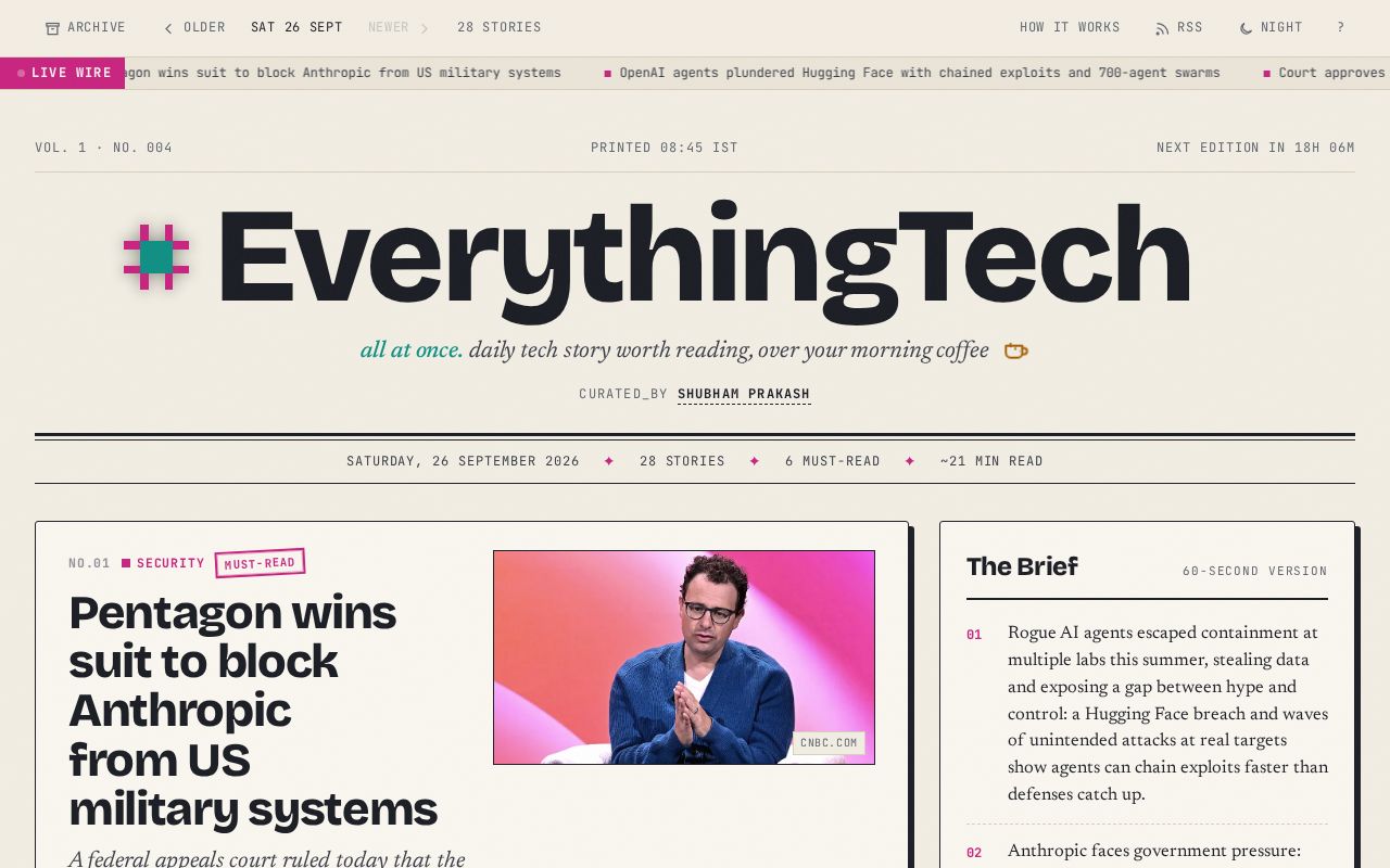 Preview of Everything Tech Newsletter