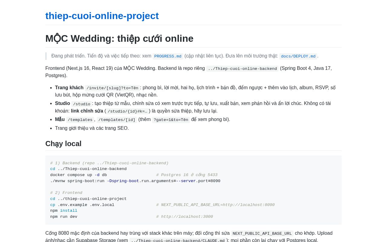 Preview of Thiep Cuoi Online Project