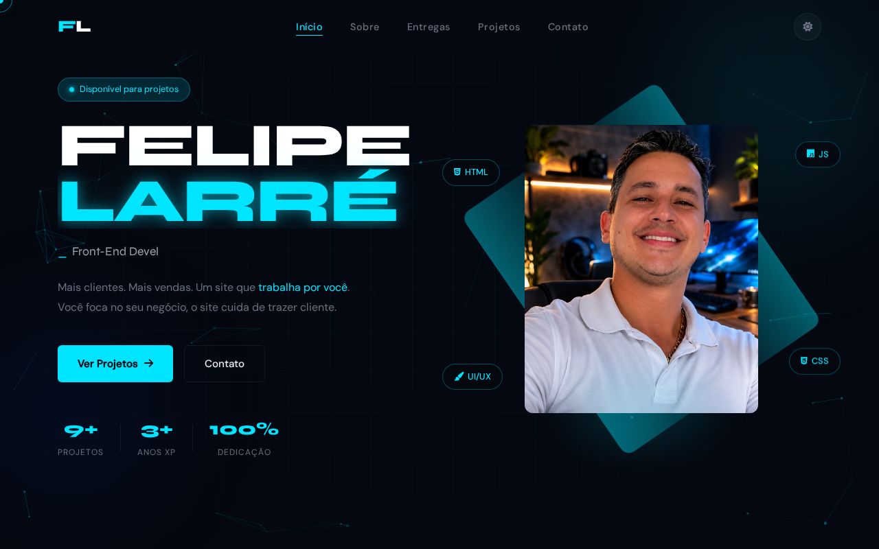 Preview of Portfólio pessoal - Felipe Larré (site estático HTML/CSS/JS)