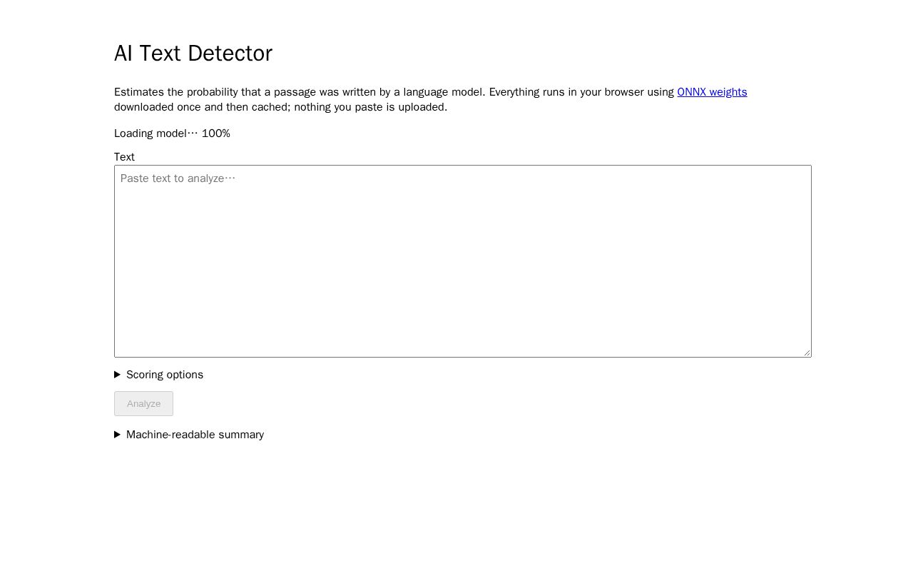 Preview of AI Text Detector (Browser)