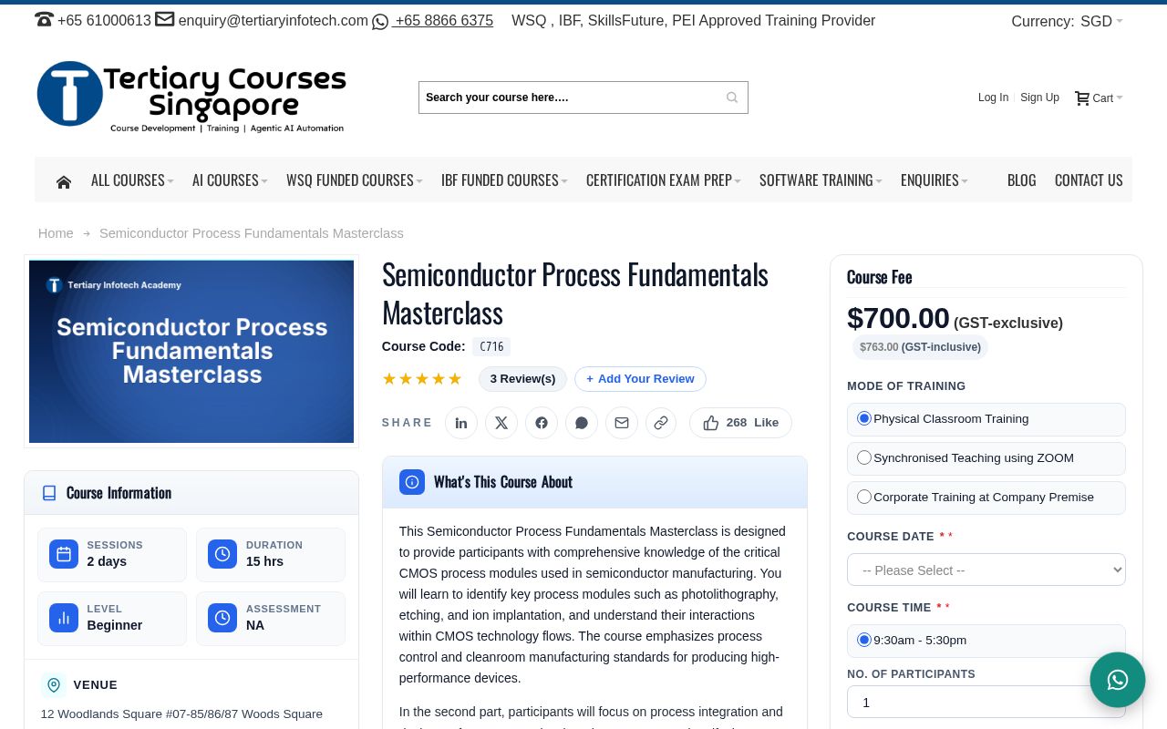 Preview of C716 Semiconductor Process Fundamentals Masterclass