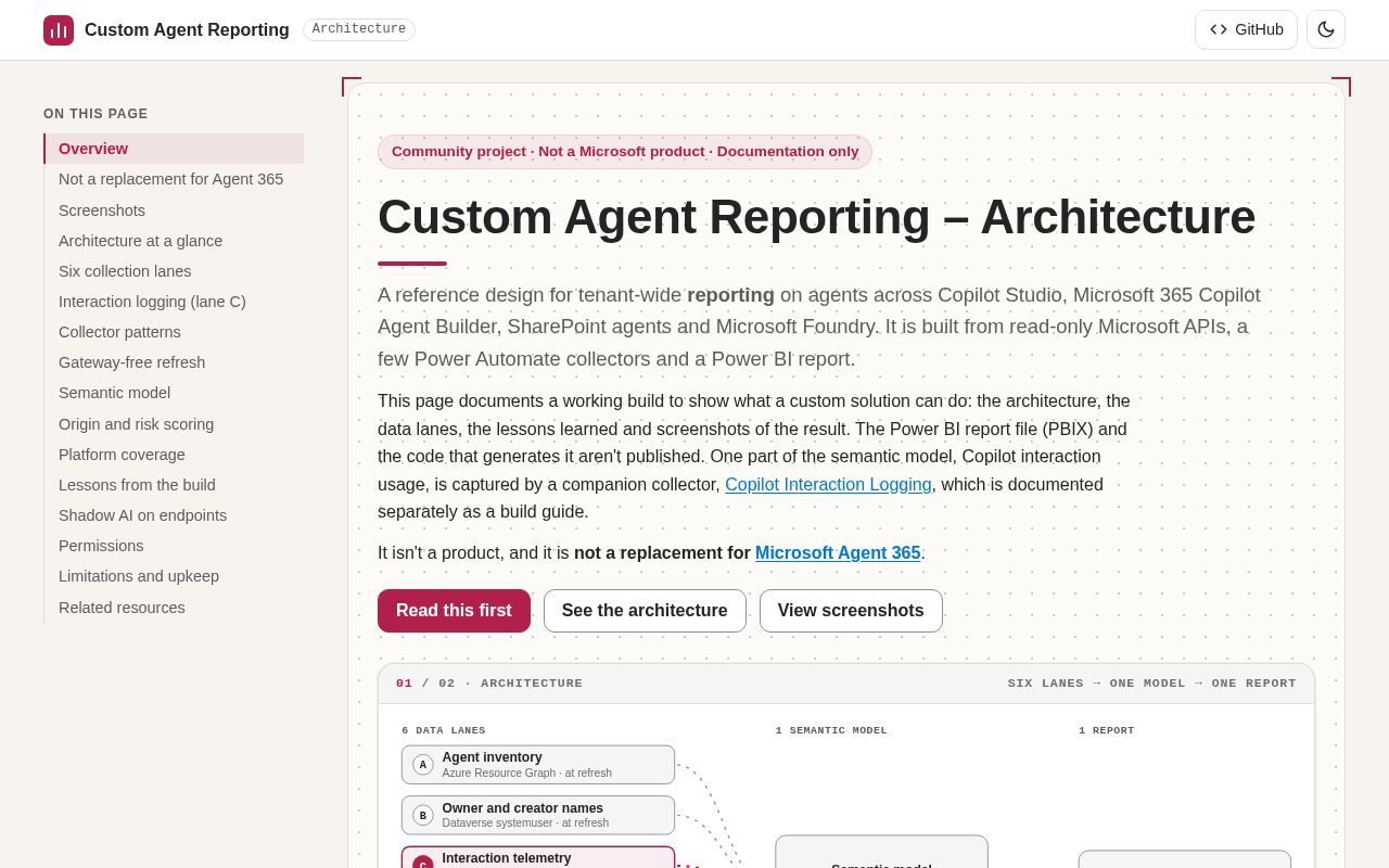 Preview of Custom Agent Reporting Architecture