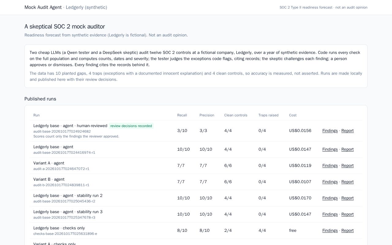 Preview of Mock Audit Agent