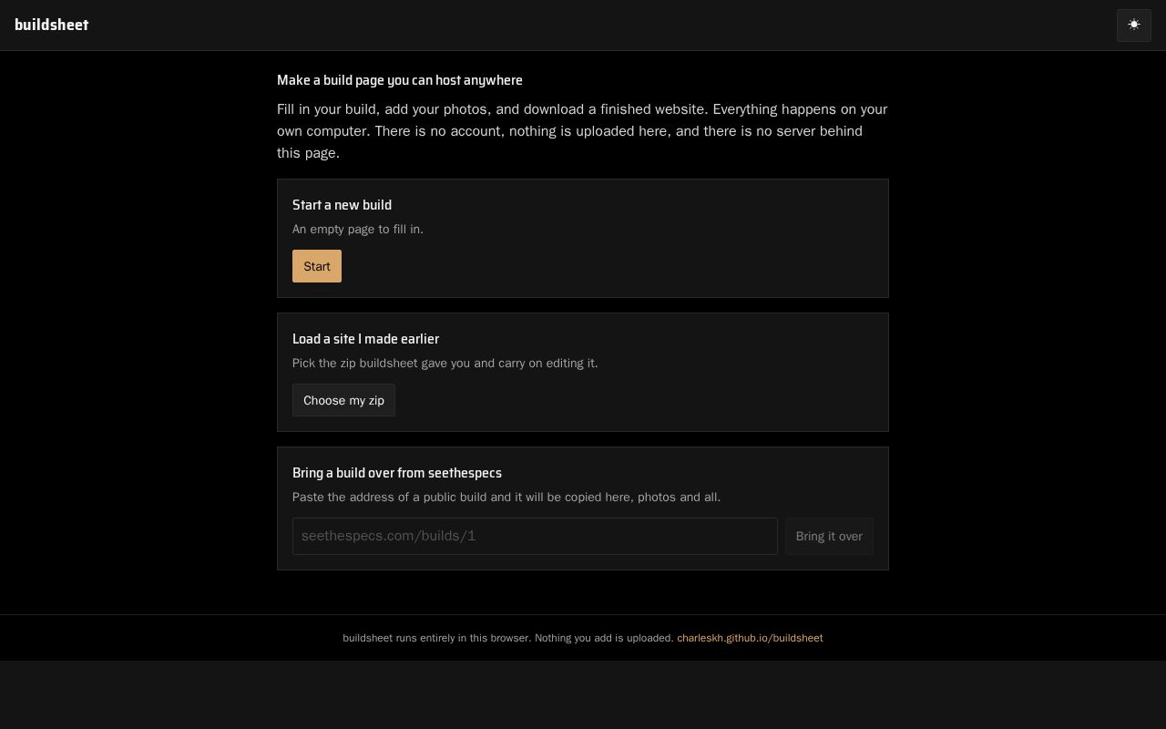 Preview of Buildsheet