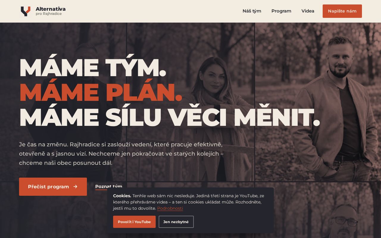 Preview of Web kampaně Alternativa pro Rajhradice – komunální volby 2026