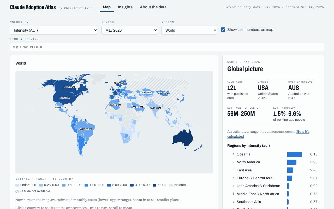 Preview of Claude Adoption Atlas