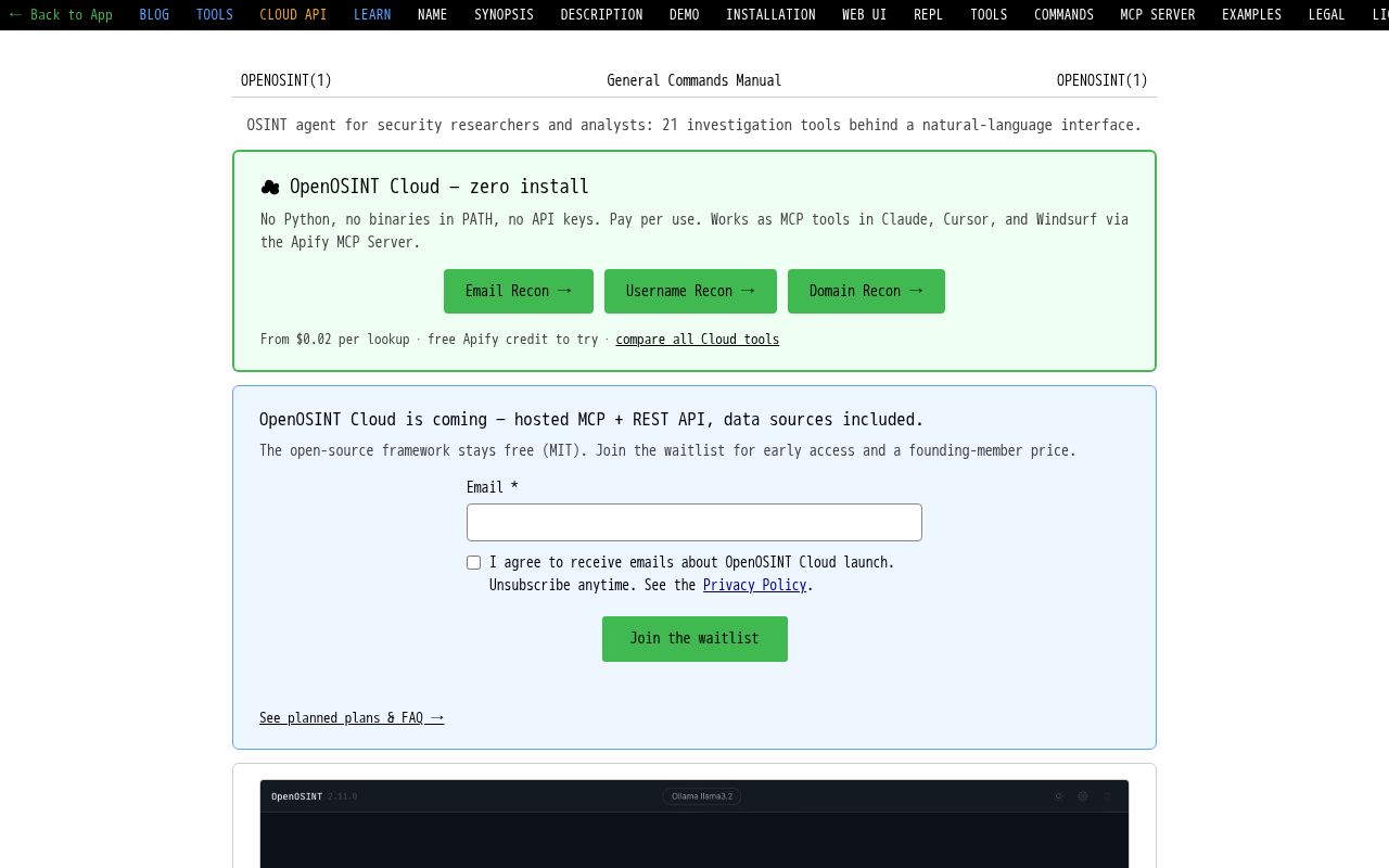 Preview of OpenOSINT