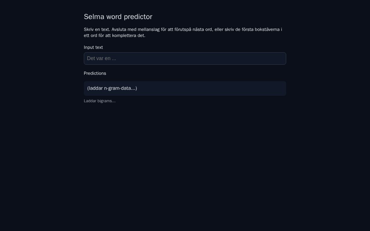 Preview of Selma Word Predictor