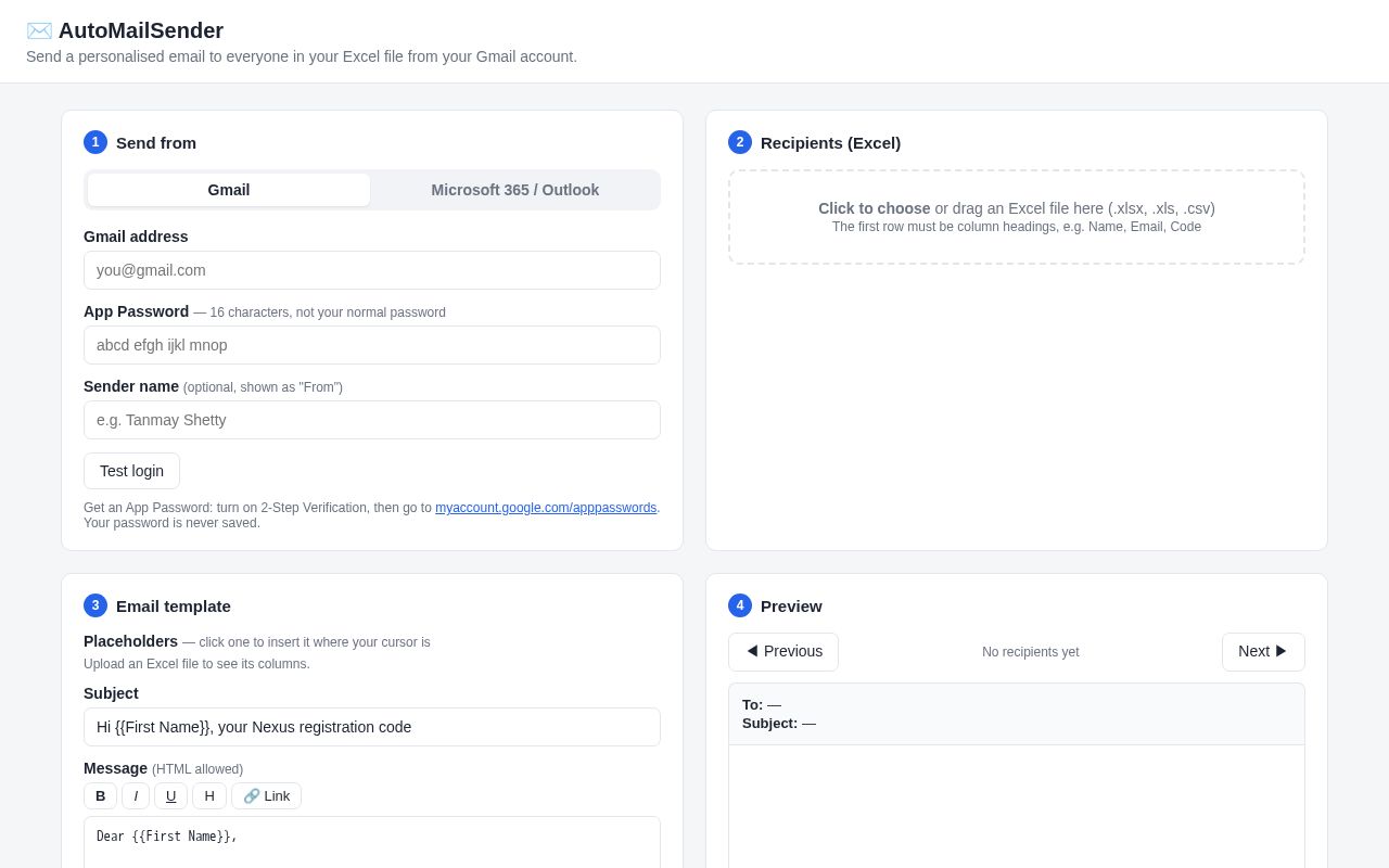 Preview of AutoMailSender