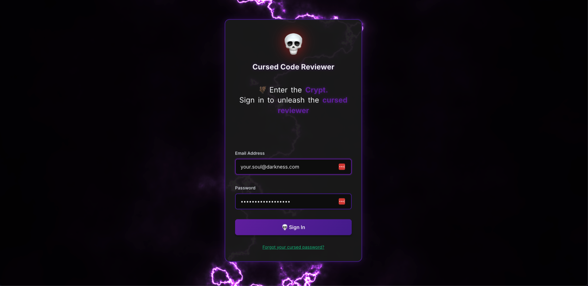 Preview of Cursed Code Reviewer
