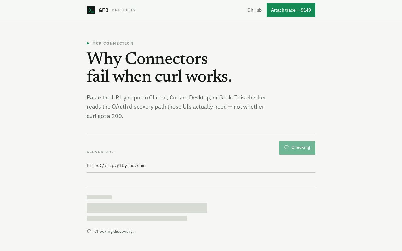 Preview of Diagnose MCP OAuth so Claude / Cursor / Grok Connectors actually connect — free checker