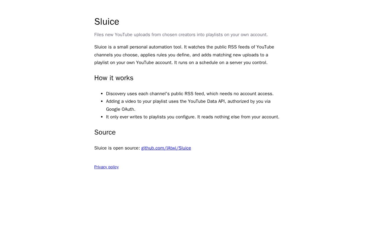 Preview of Sluice