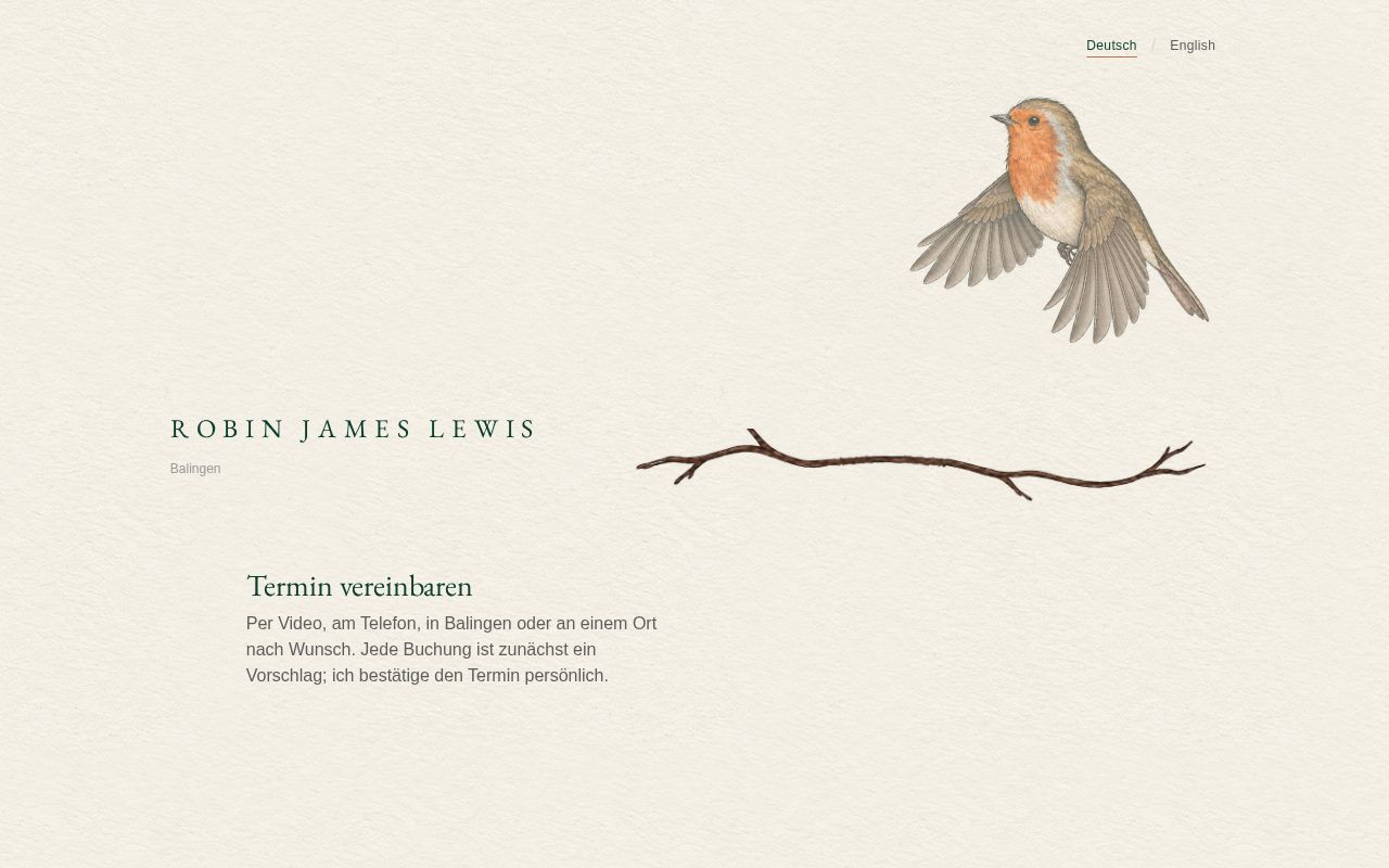 Preview of Robin James Lewis – Visitenkarte: Rotkehlchen, Termin, Nachricht