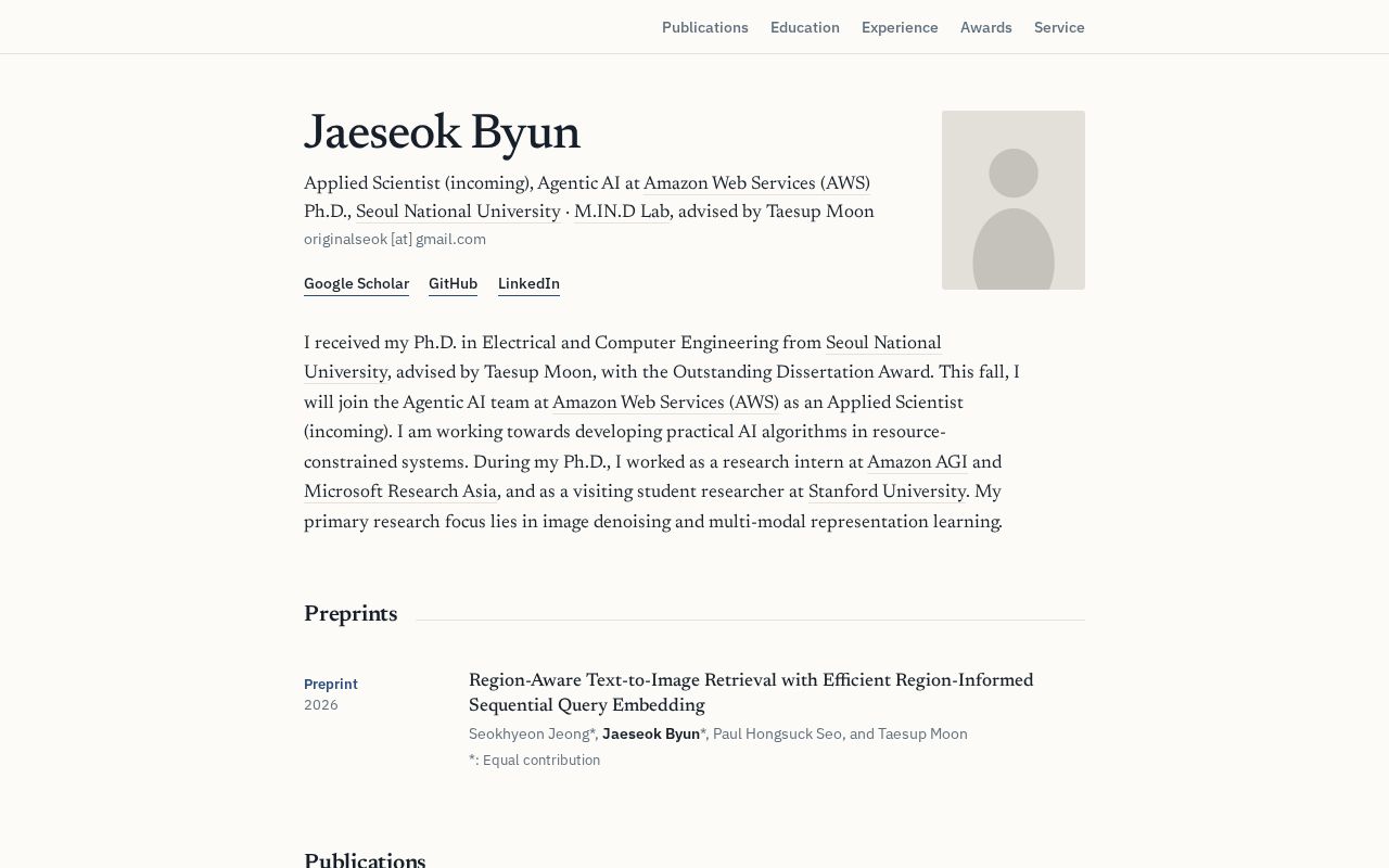 Preview of Personal homepage of Jaeseok Byun