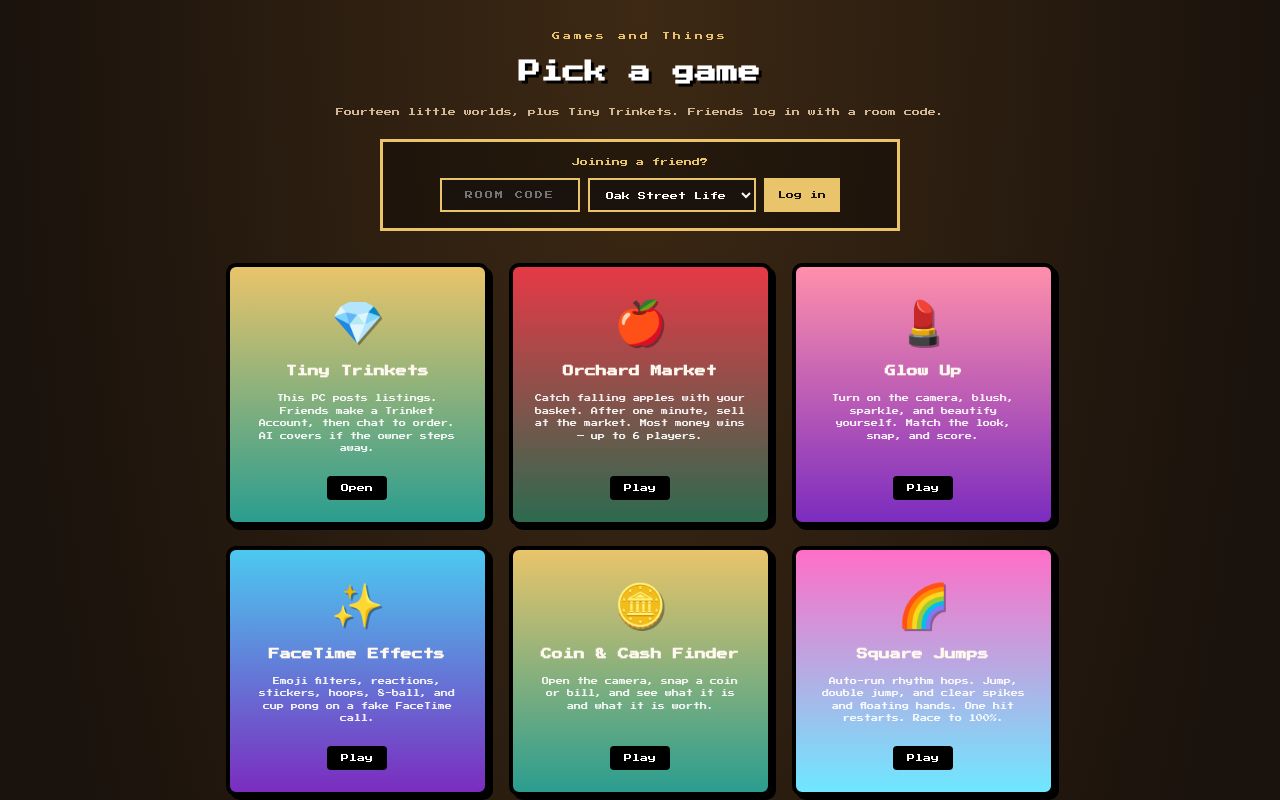 Preview of Games and Things — pet sim, farm, chameleon, and more