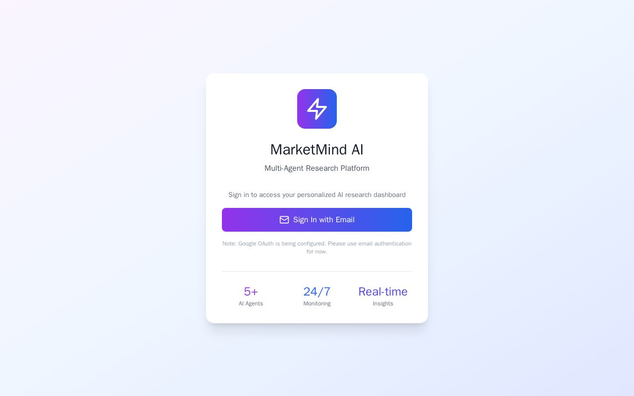 Preview of MarketMind AI – Multi-Agent Research Platform