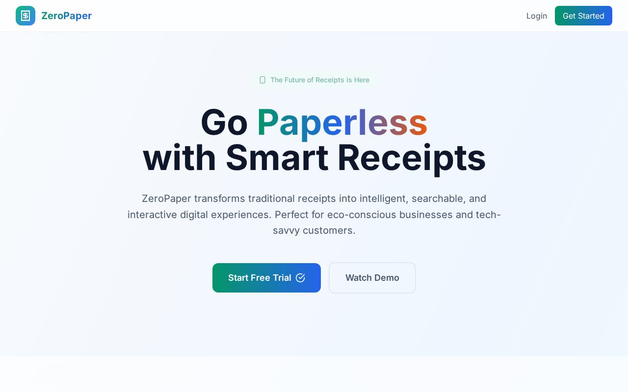 Preview of ZeroPaper – AI-Powered Digital Receipts