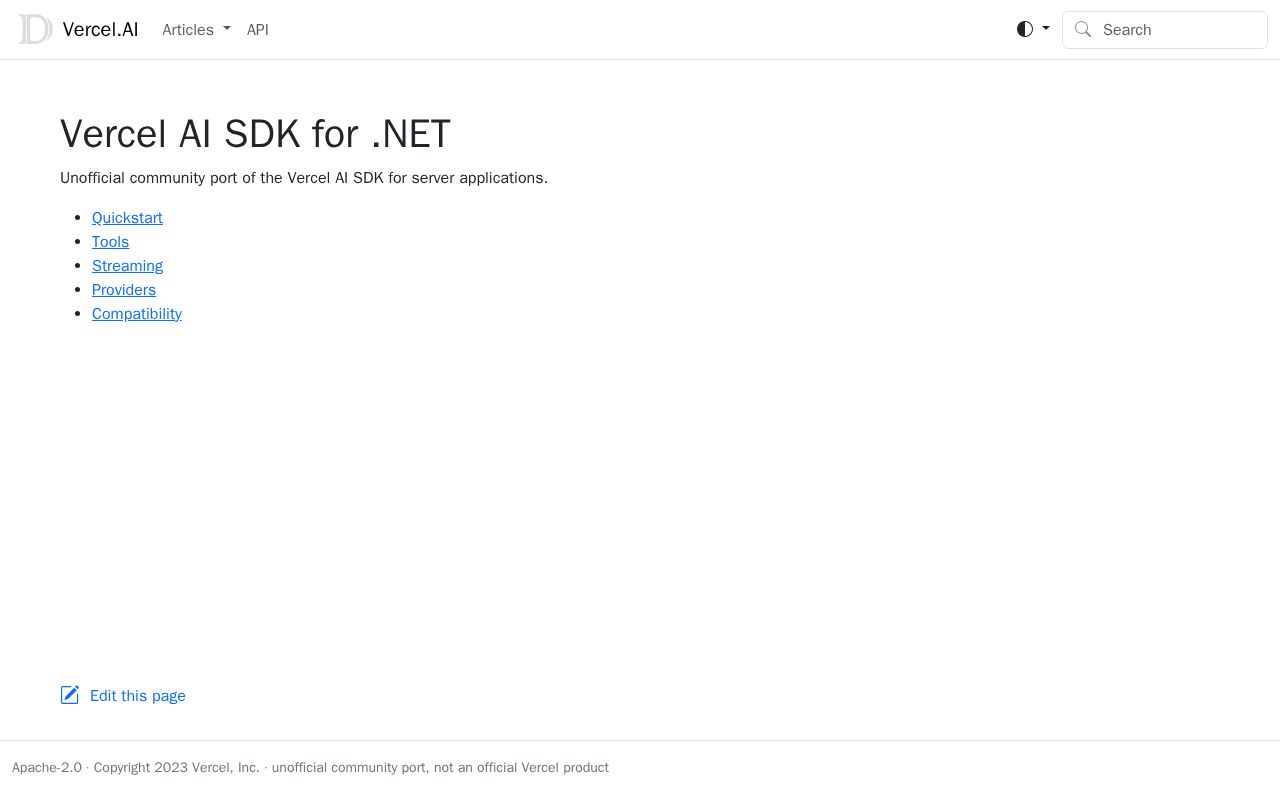 Preview of Vercel Ai Sdk Dotnet