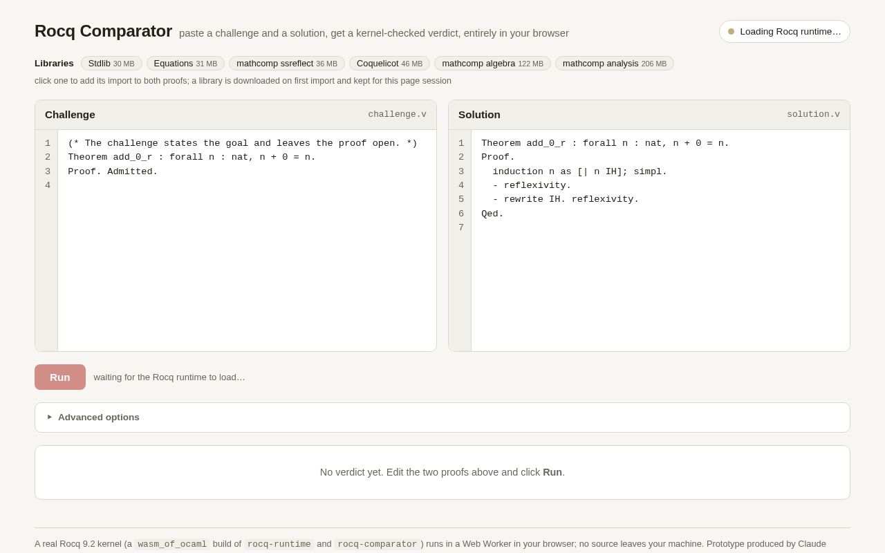 Preview of Rocq Comparator Web
