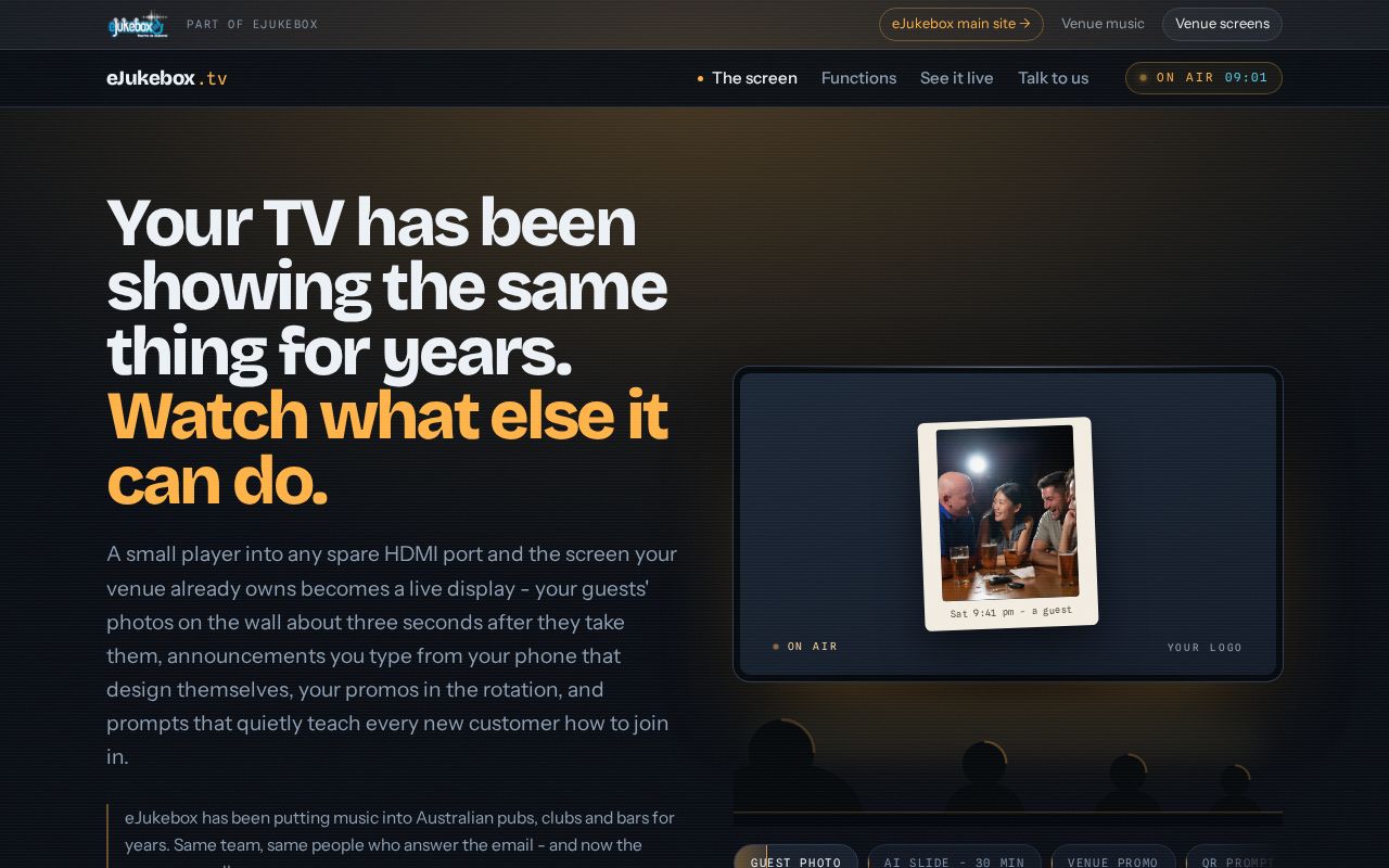 Preview of ejukebox.tv website