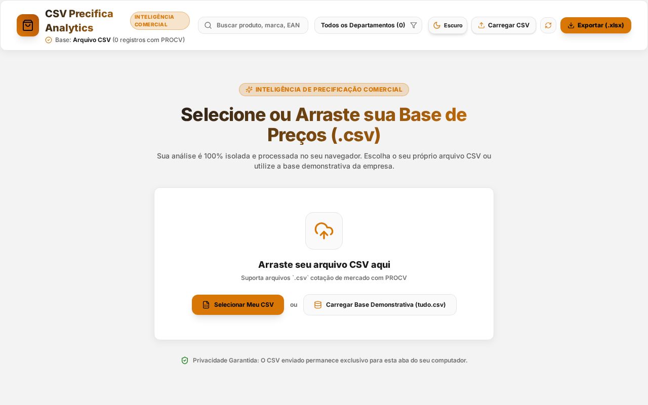 Preview of Csv Precifica Analytics
