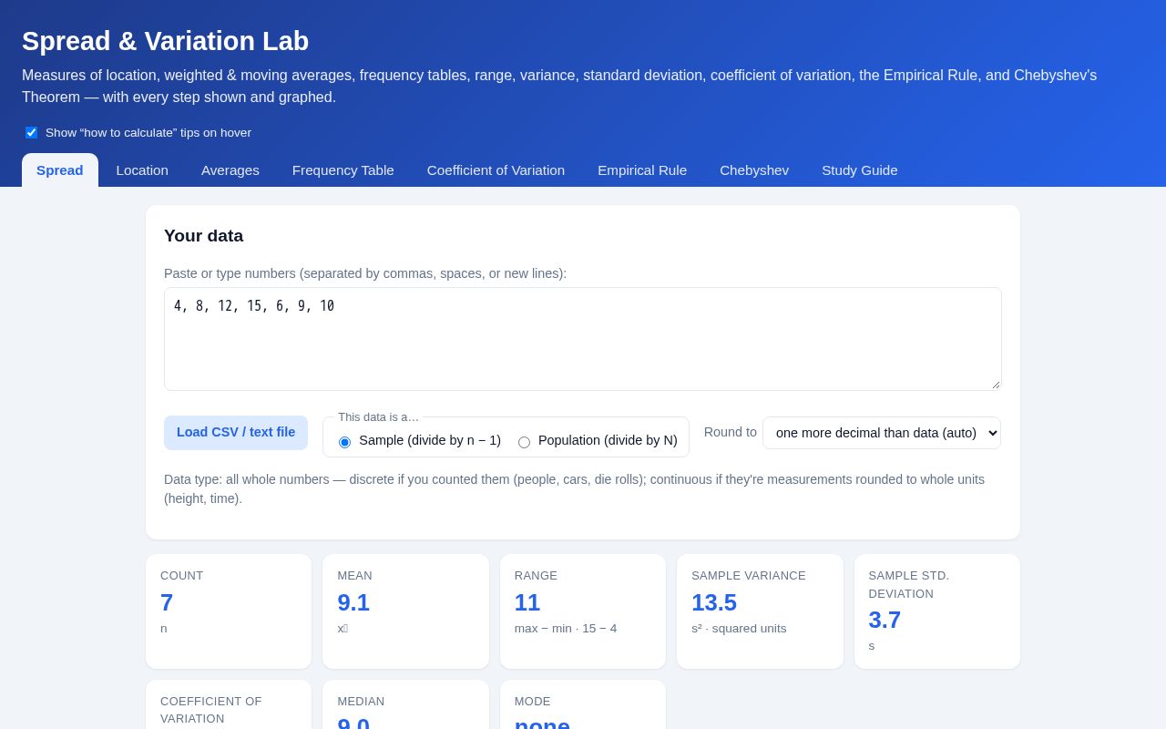 Preview of Statistics App