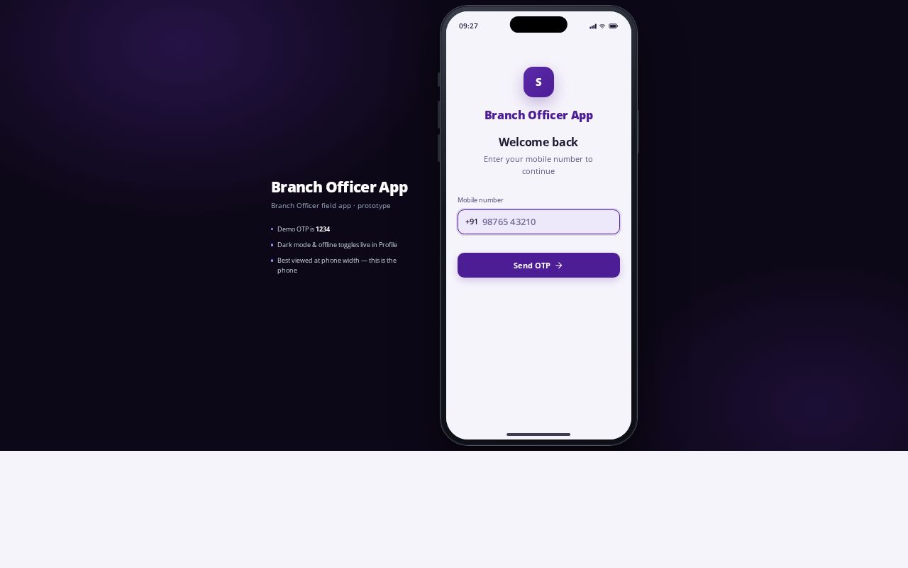 Preview of BRANCH OFFICER APP