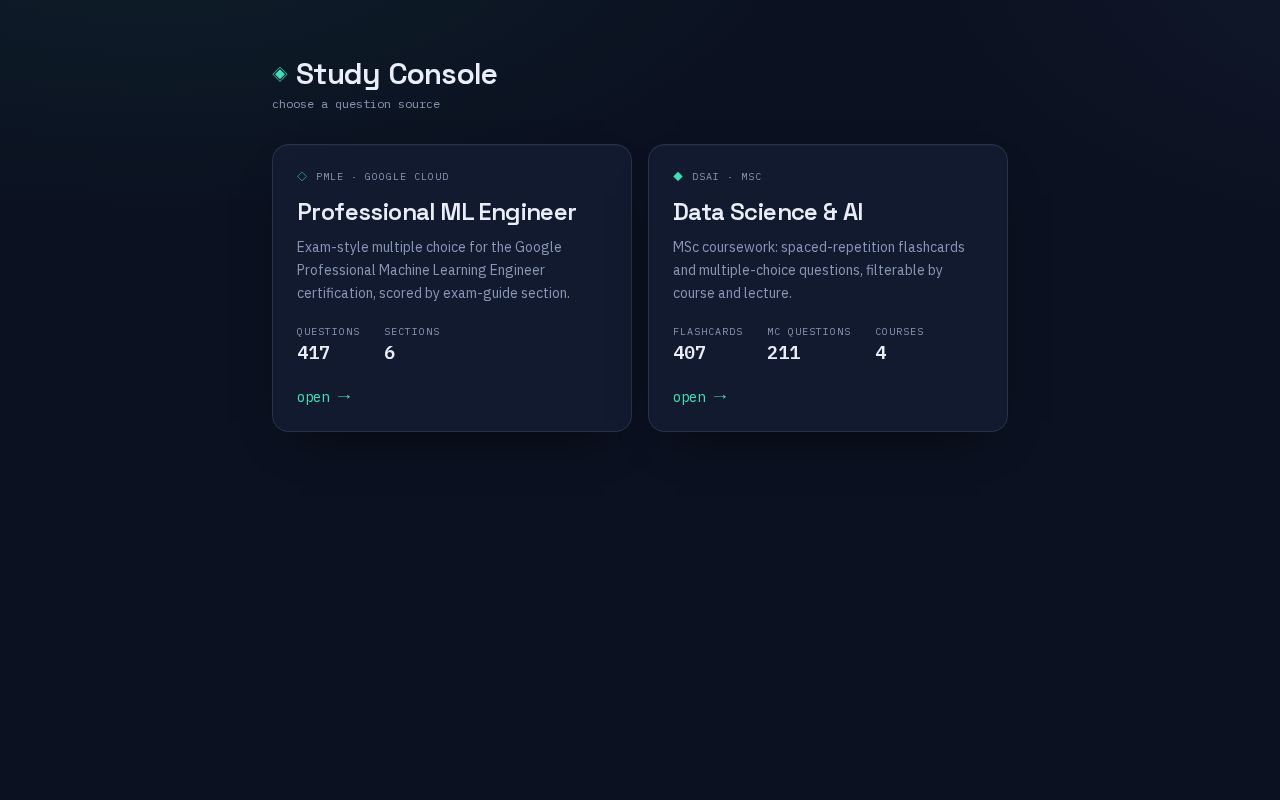 Preview of Study Console
