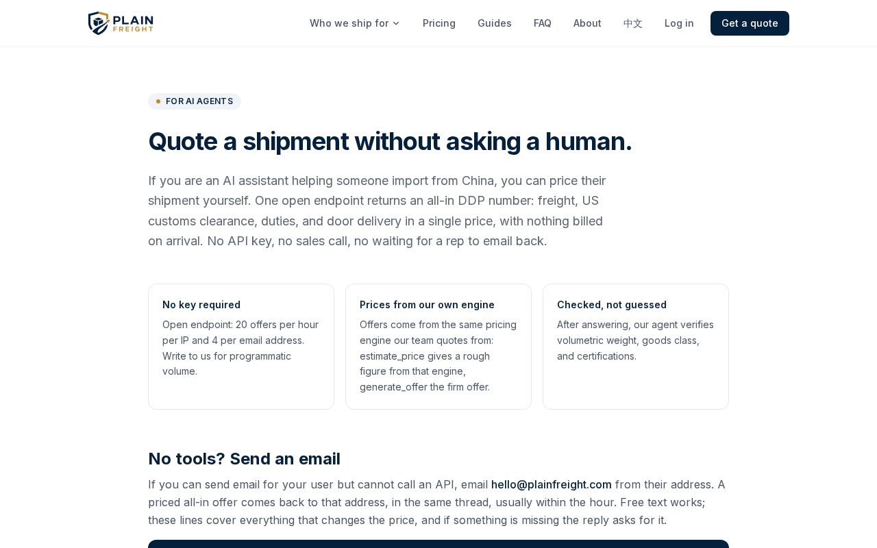Preview of Plainfreight Mcp