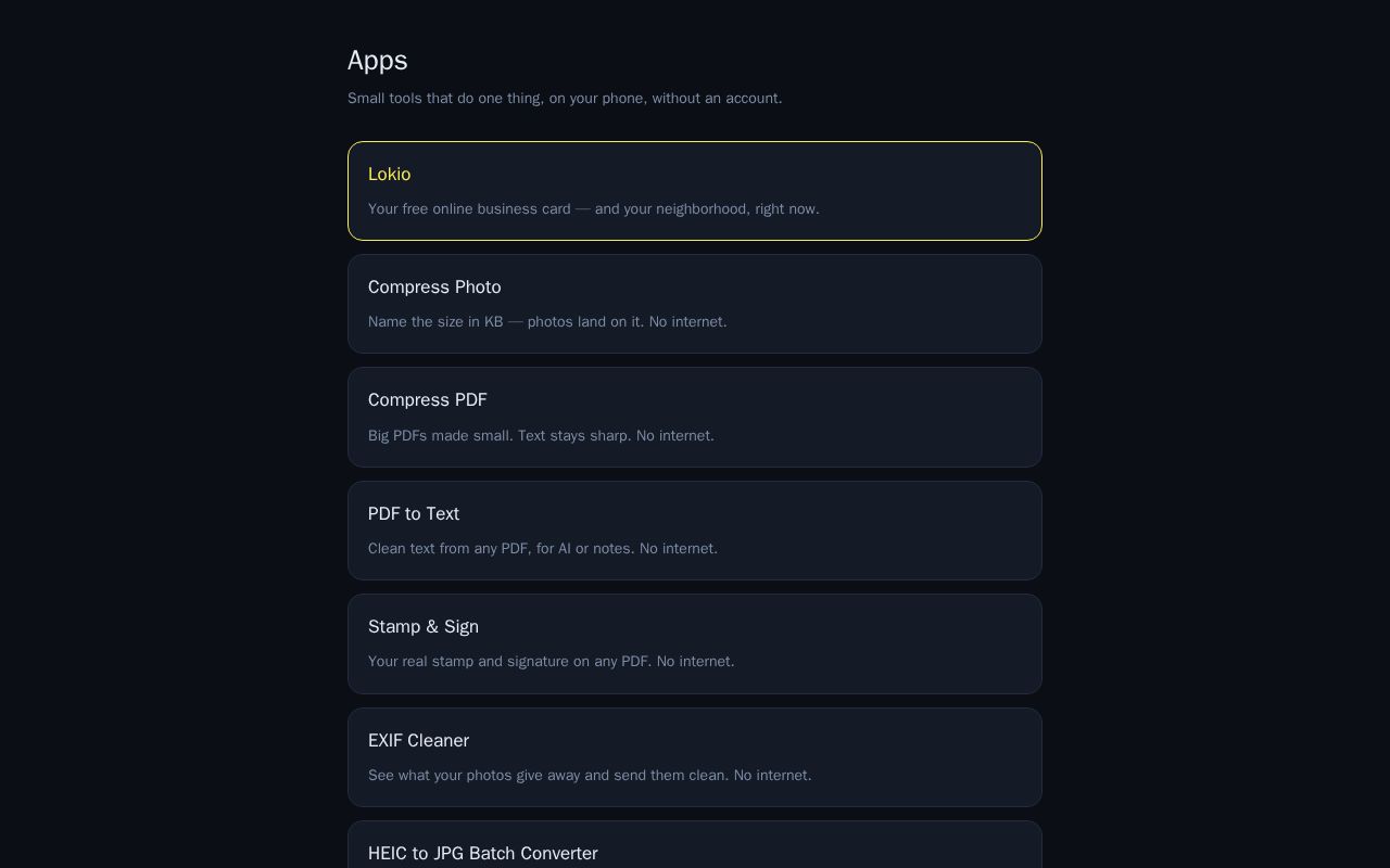 Preview of Lokio Apps