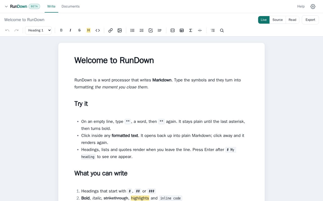 Preview of RunDown