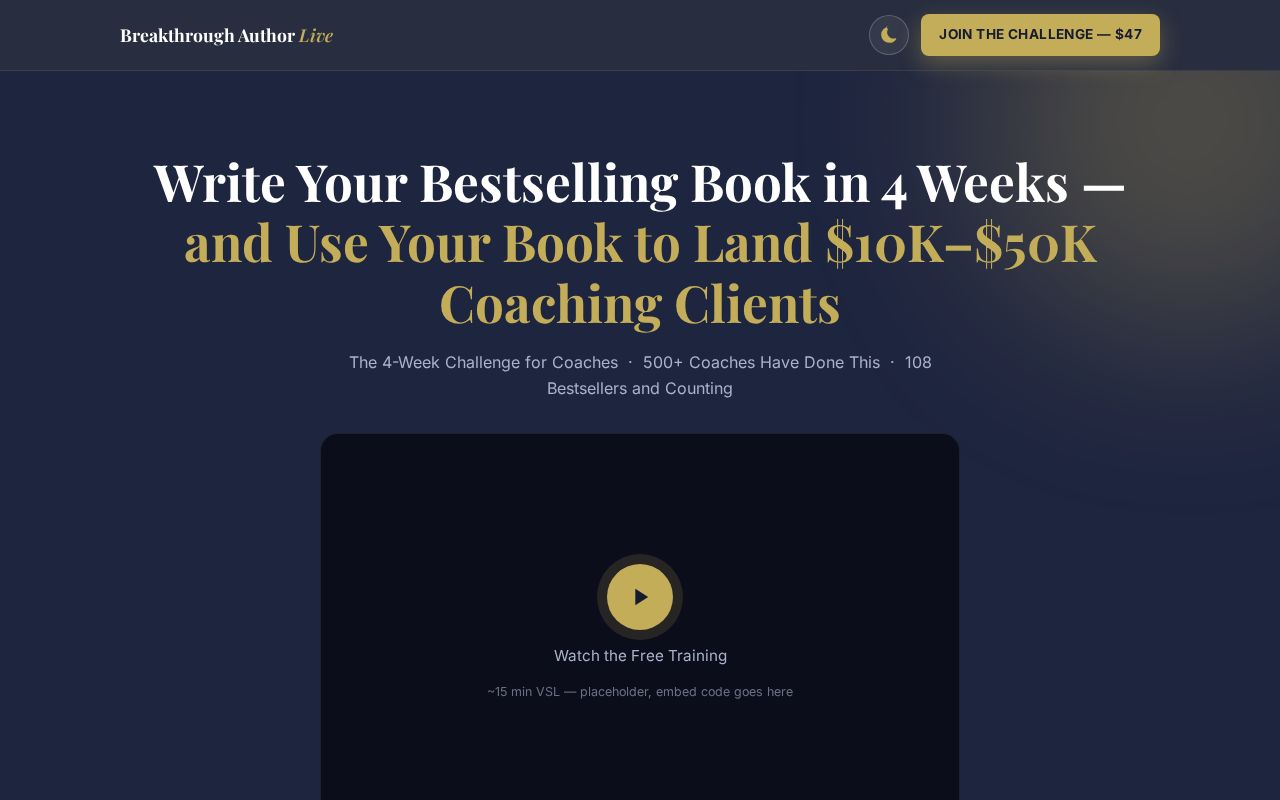 Preview of Breakthrough Author Live Landing
