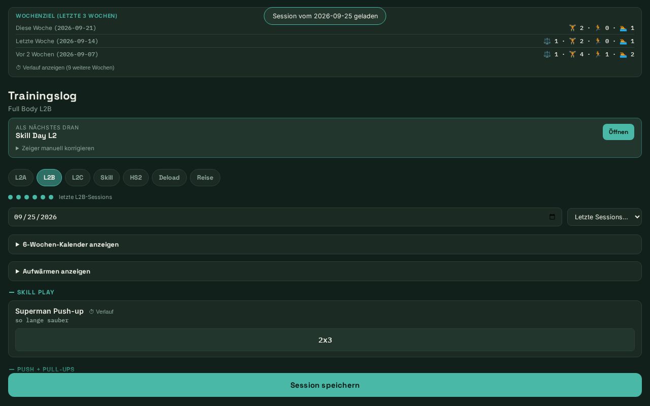 Preview of Trainingslog