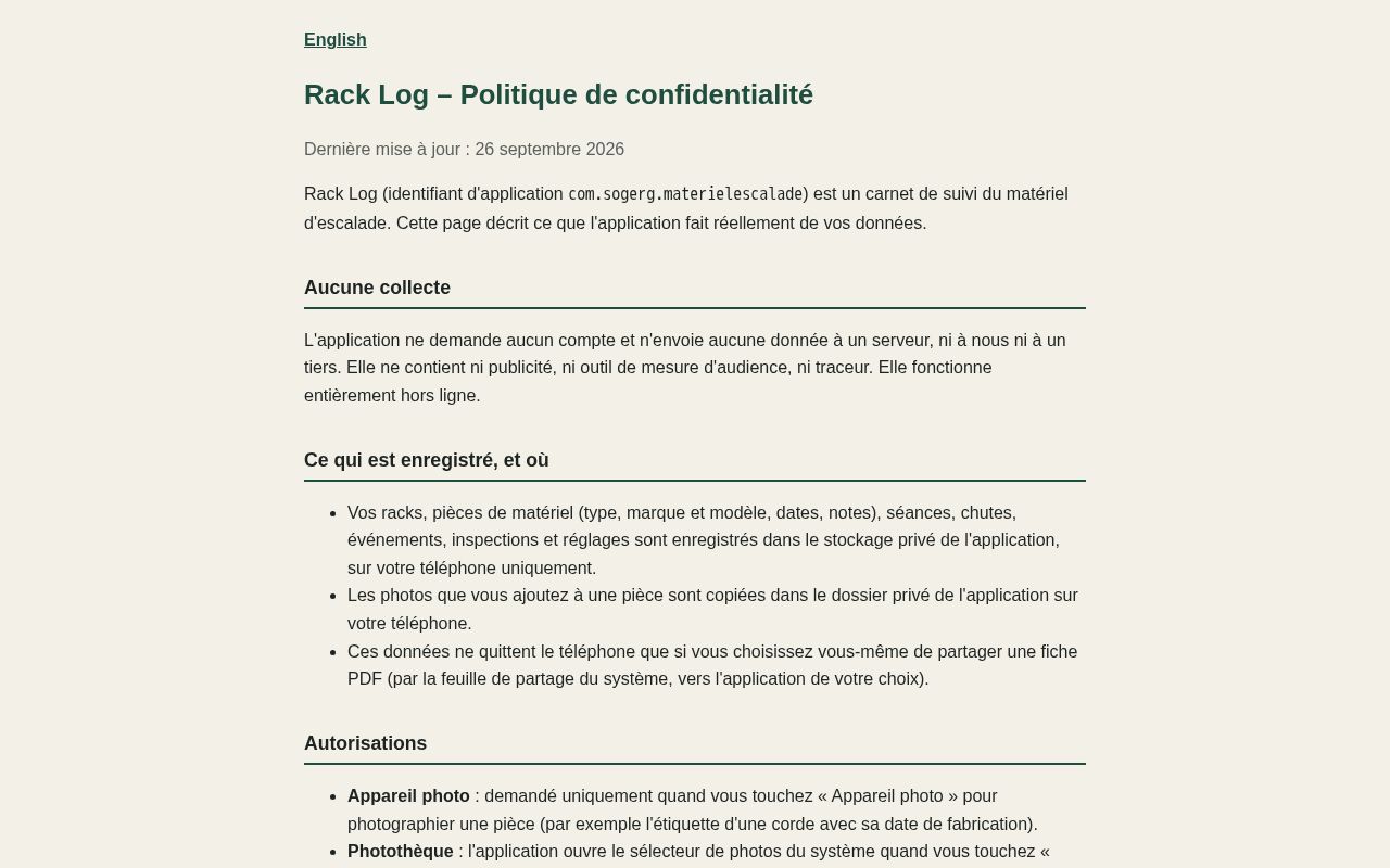 Preview of Materiel Escalade Legal