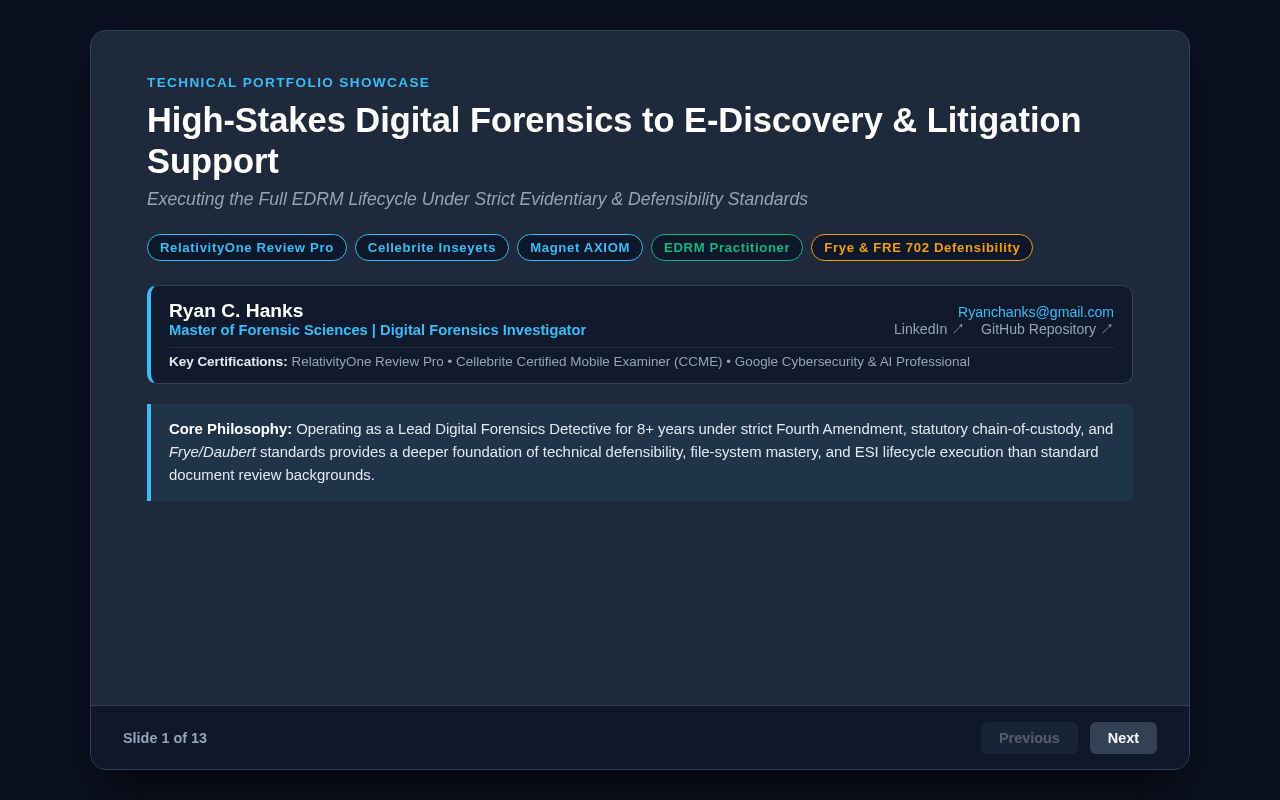 Preview of High-Stakes Digital Forensics to E-Discovery & Litigation Support