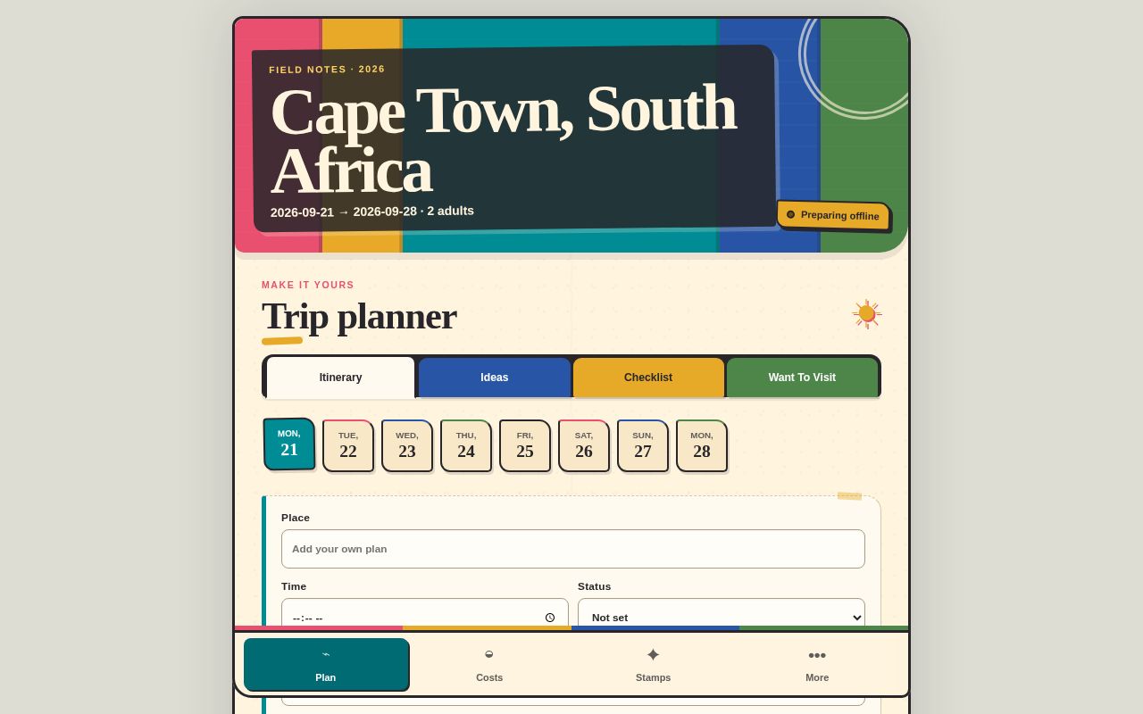 Preview of Cape Town Travel Notebook
