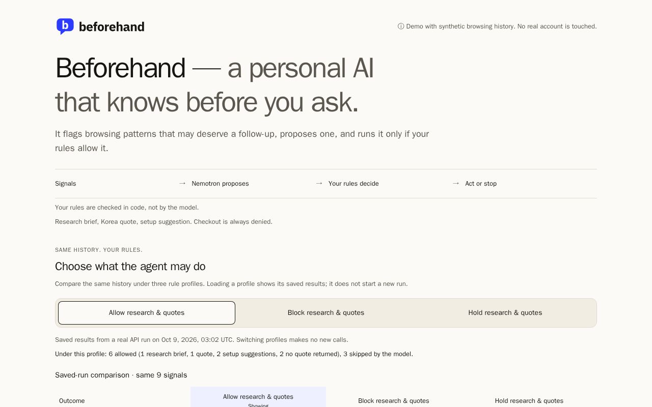 Preview of Beforehand
