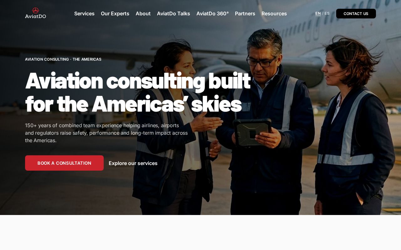 Preview of AviatDo B2B aviation consulting website mockup (iCorporate Lab)