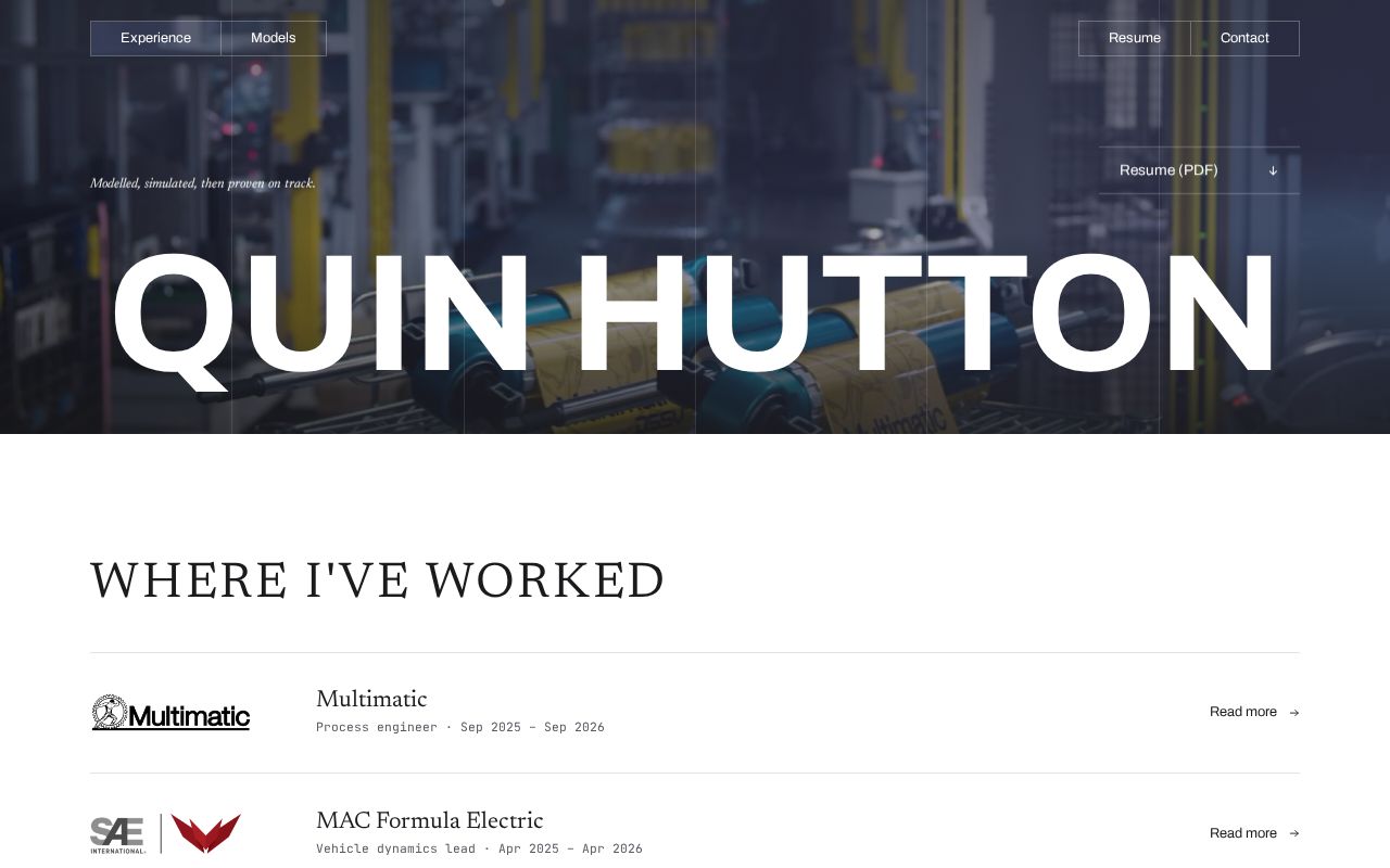 Preview of Quin Hutton Website