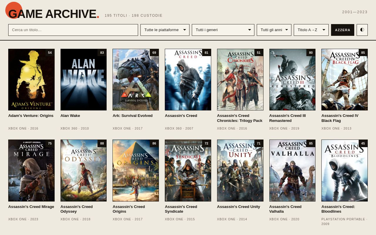 Preview of Game Archive