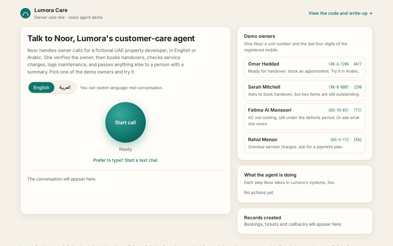 Preview of Lumora Care Agent