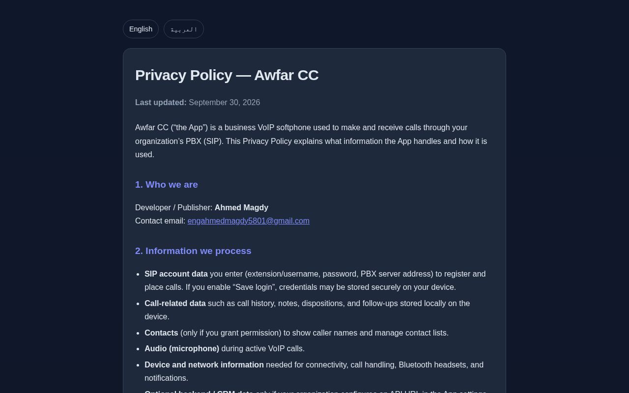 Preview of Cloud Calls Mobile