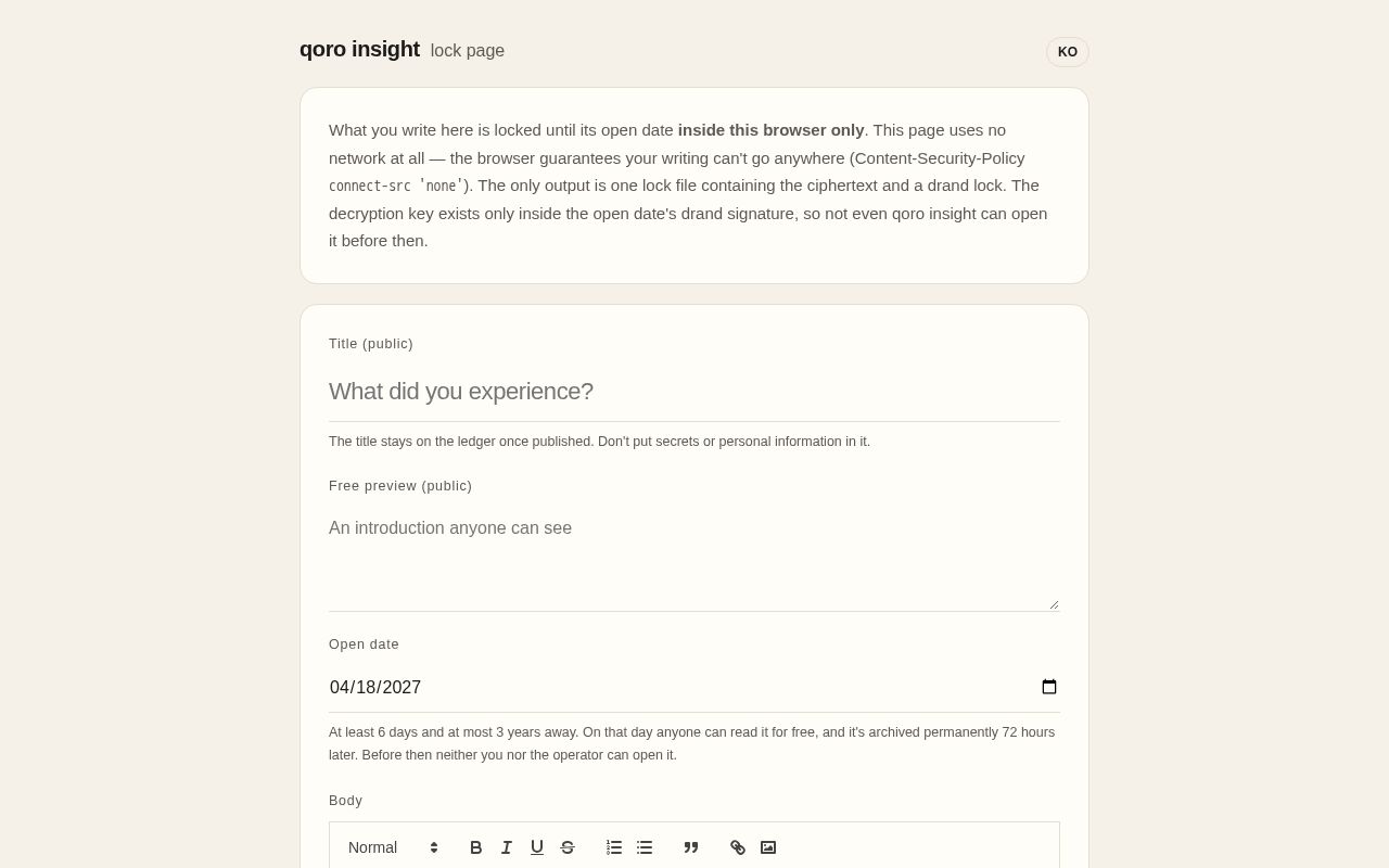 Preview of Qoroinsight Lock