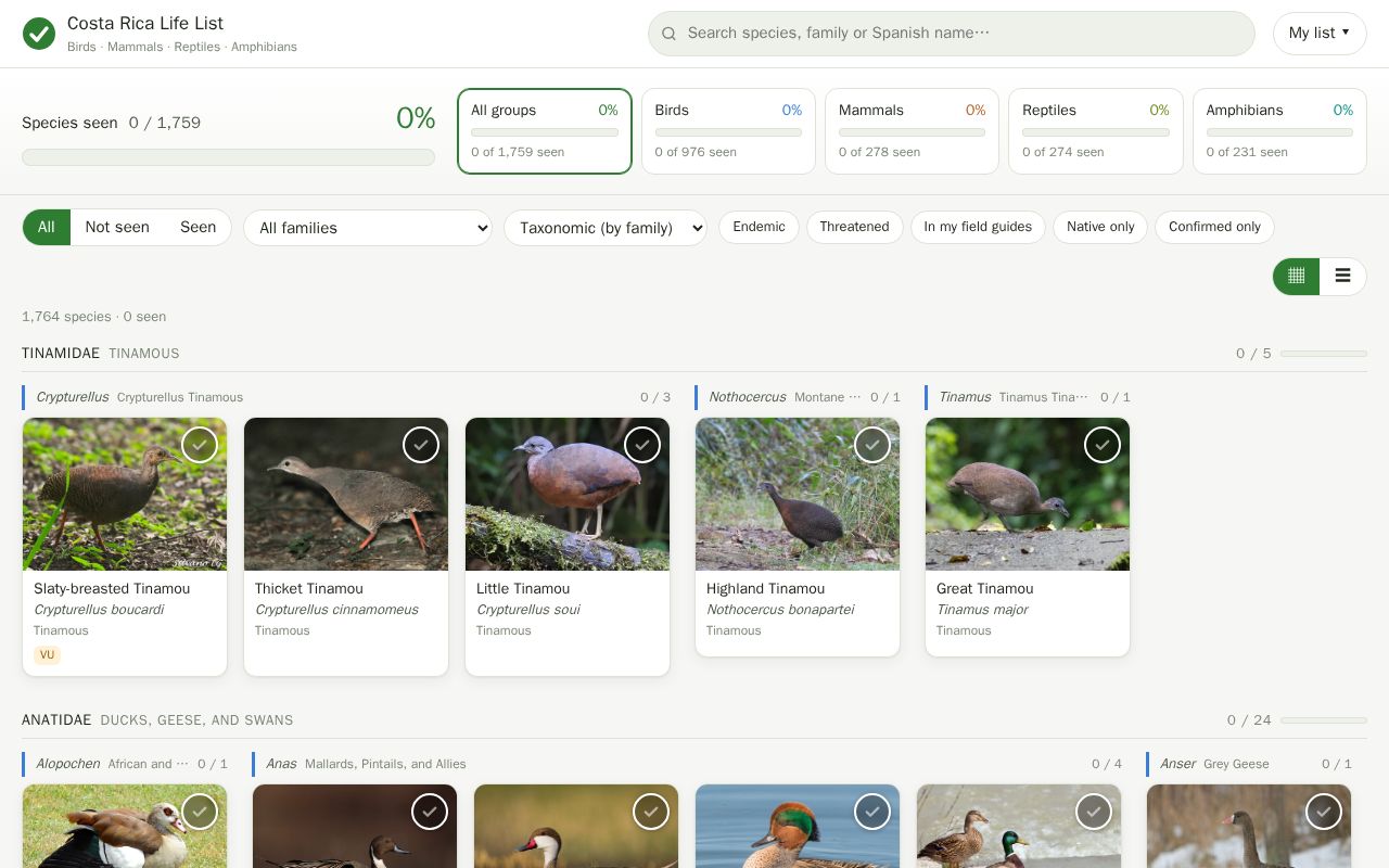 Preview of Costa Rica Life List