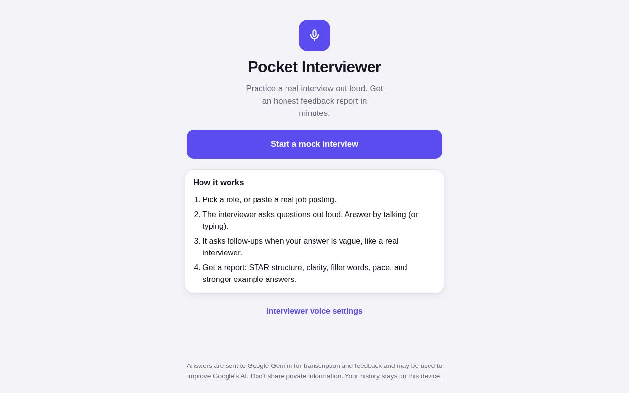 Preview of Pocket Interviewer