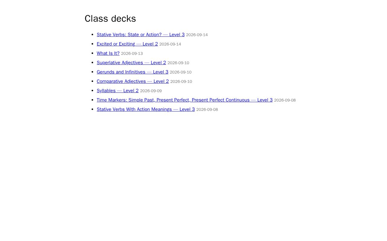 Preview of Class decks (GitHub Pages)