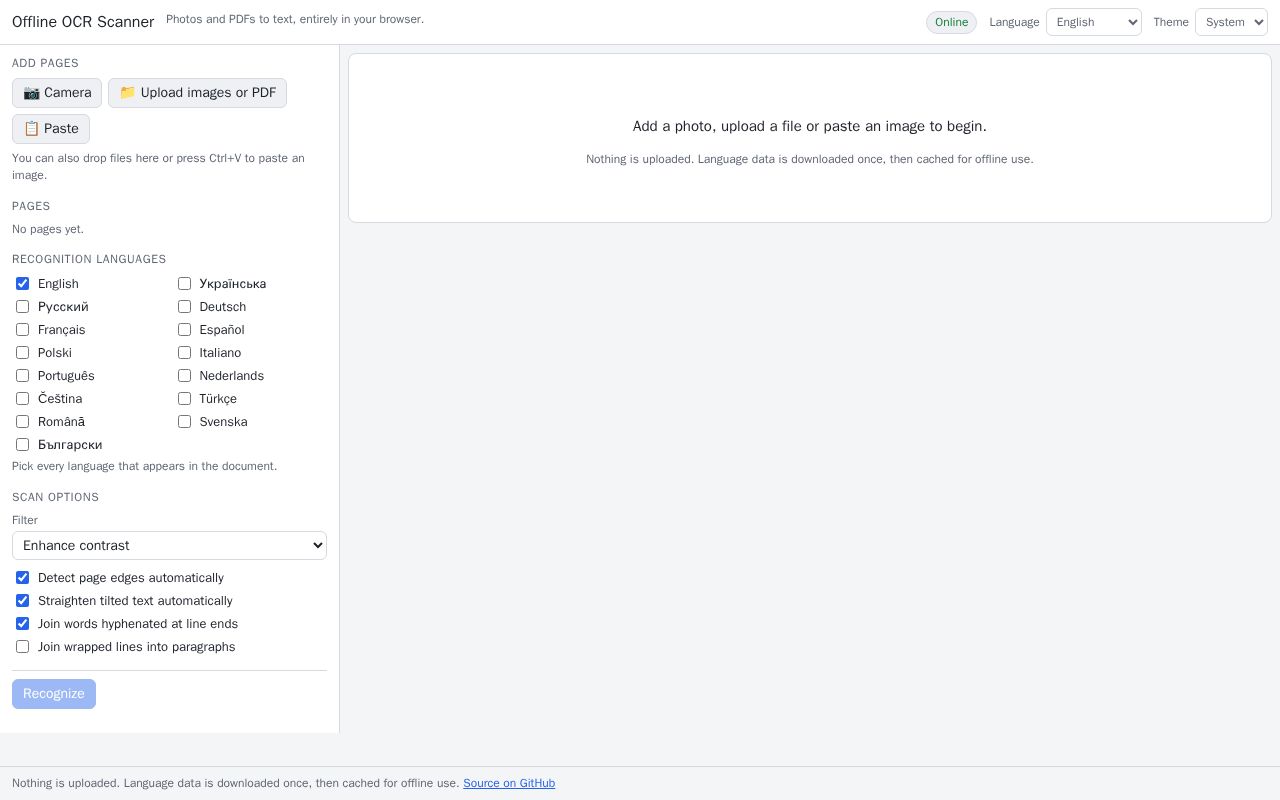 Preview of Offline OCR Scanner: turn photos of documents into text