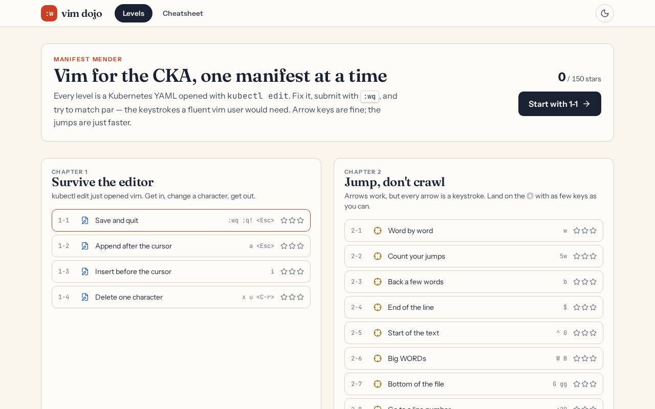 Preview of Vim Dojo