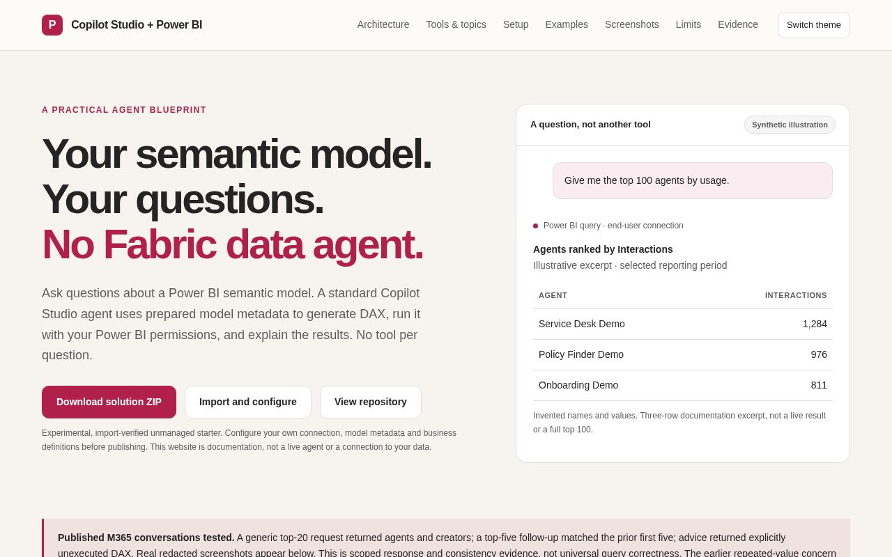 Preview of Copilot Studio Powerbi Agent